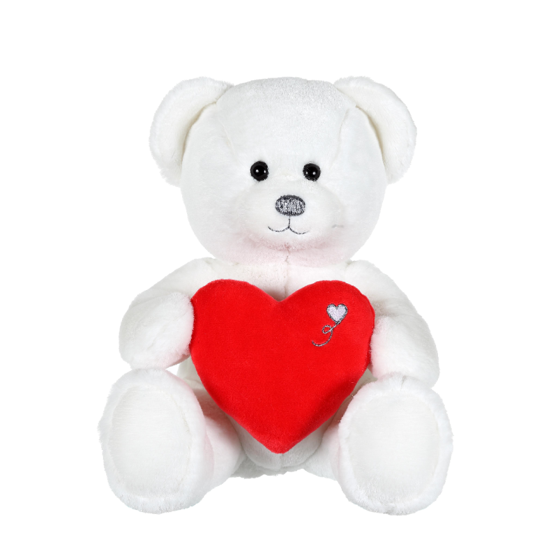  peluche ours coeur blanc rouge 22 cm 